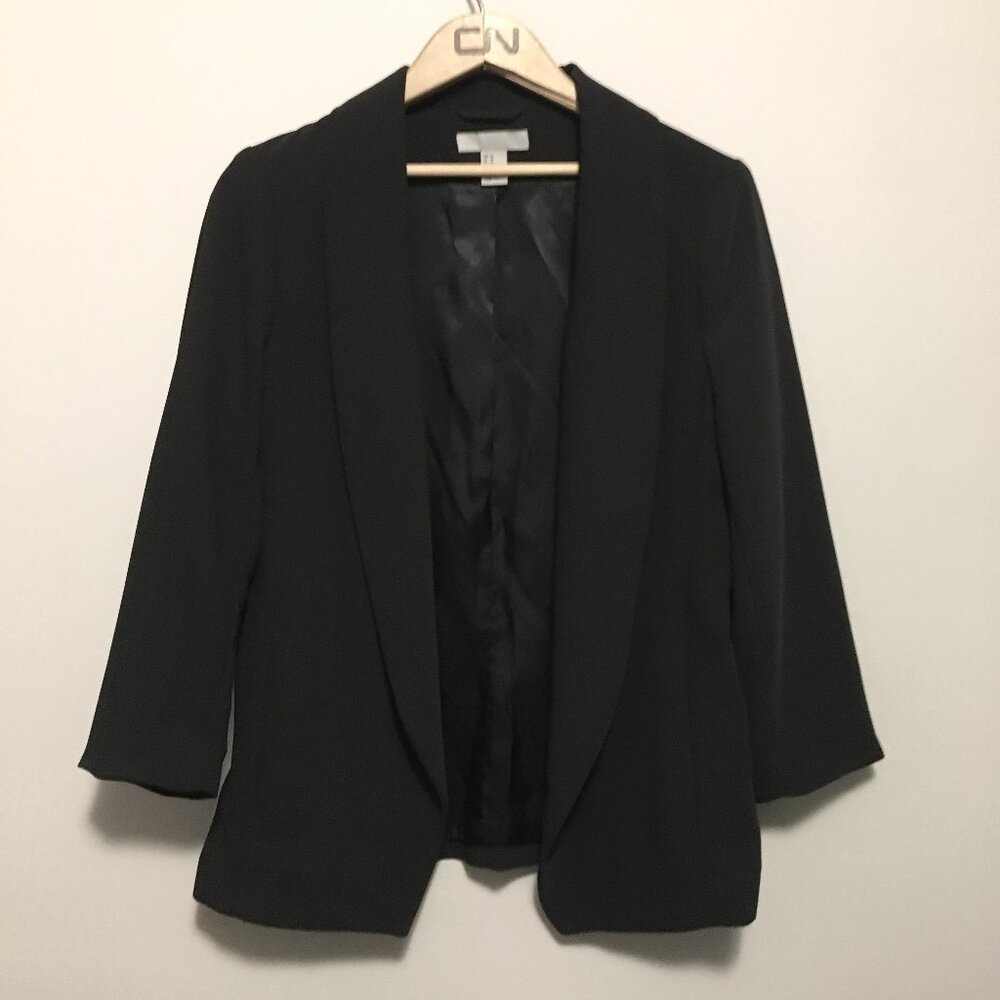 Corporate Chic Black Open Blazer Jacket 90s Minimalist Office Siren Career - S
